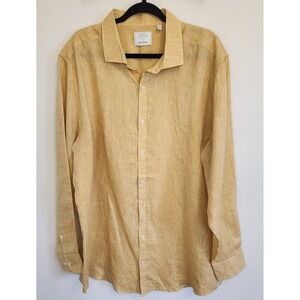 Baird McNutt Murano 100% Irish Linen Shirt 2XLT Golden Yellow Long Sleeves